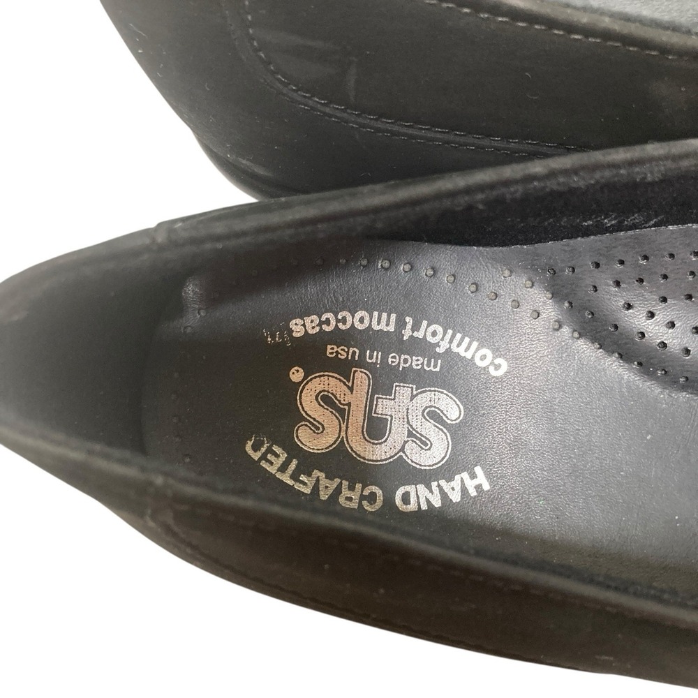 SAS Petra Lace Up Oxford Shoes Suede Comfort Moccasin Women's 7.5 N‎ Black Flats - Picture 2 of 10